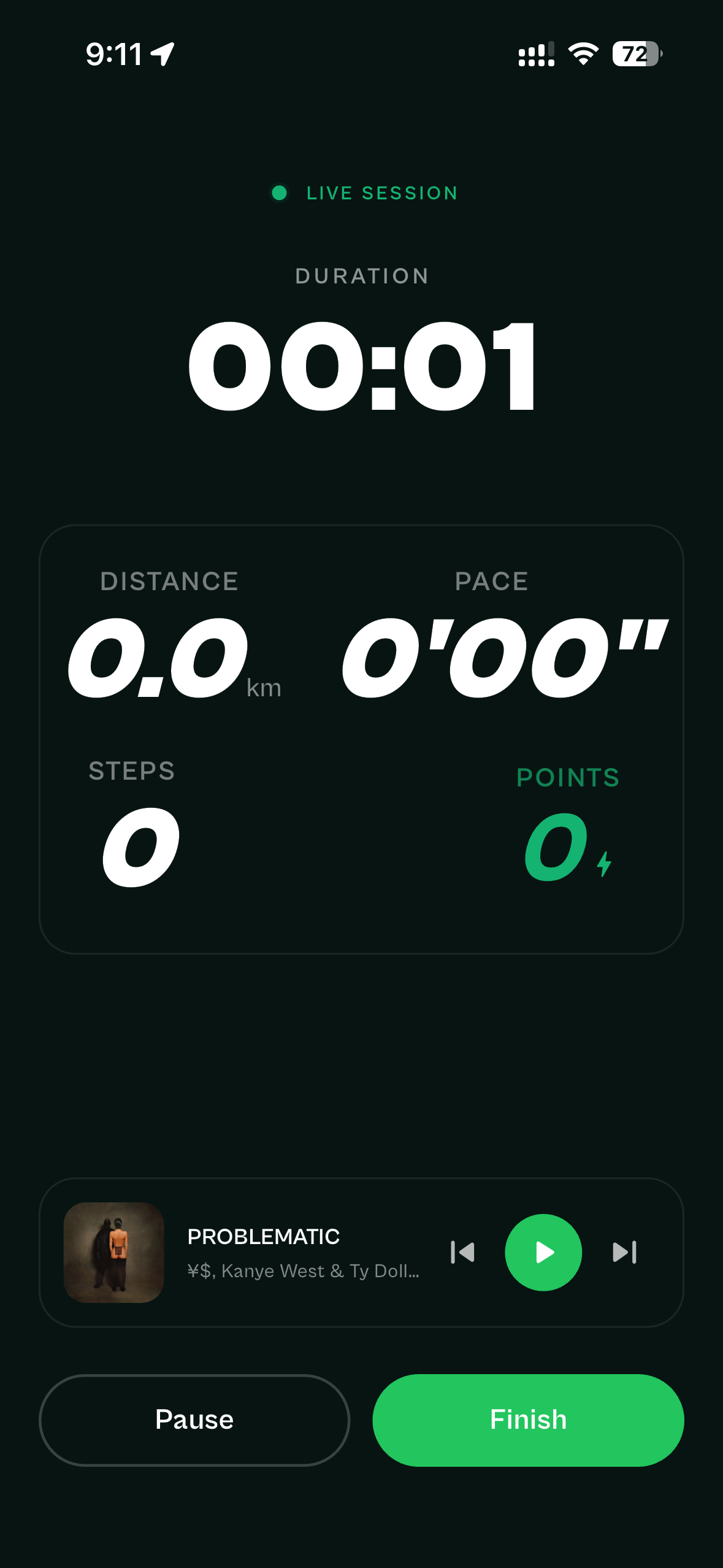 Live activity tracking